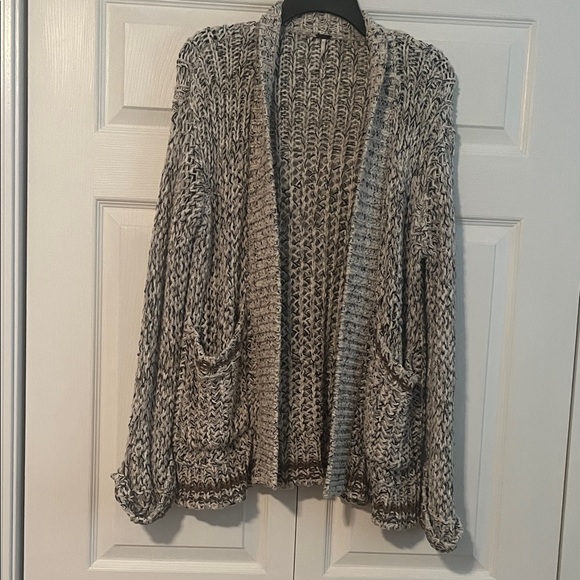 Free People Sweaters - Free People Black and Brown Knit Cardigan